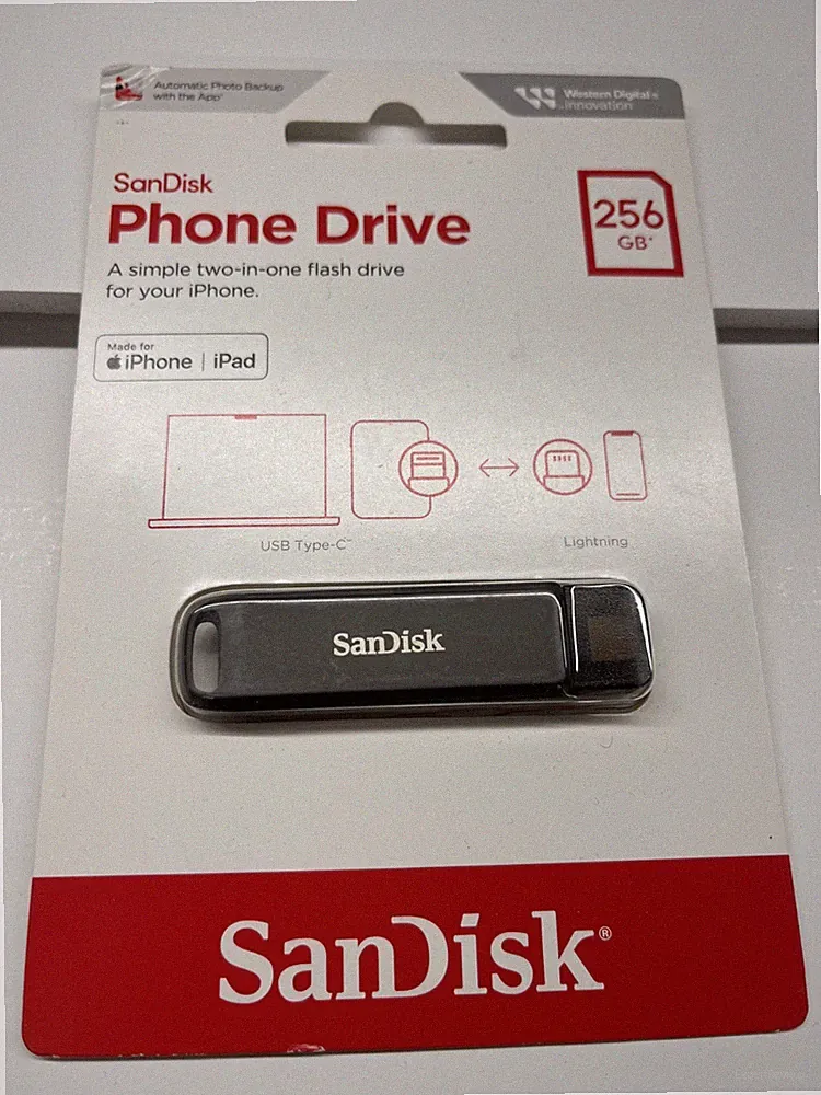SanDisk 256GB Phone Drive for iPhone (Blue) USB-C & Lightning SDIXD0N-256G-AG6NE