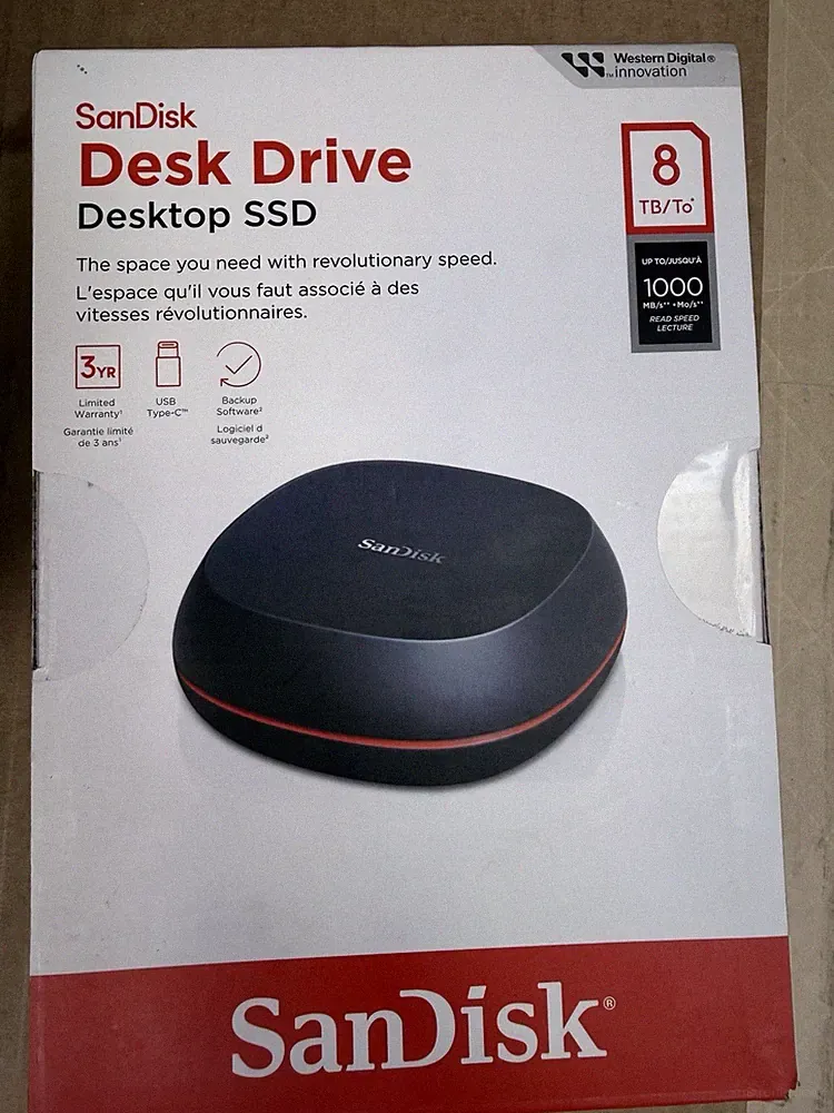 SanDisk® Desk Drive 8TB* USB Type-C™ Desktop External SSD, up to 1000MB/s**